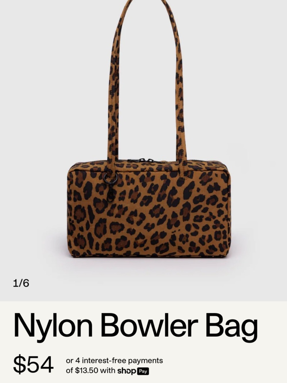 BAGGU Leopard Print Shoulder Bag - Brown & Black - Picture 2 of 6